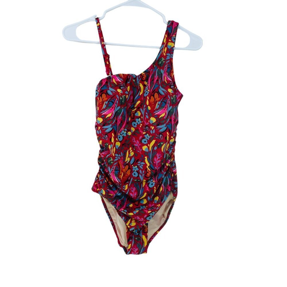 Garnet Hill Swimsuit Womens Size 8 Red Floral One Piece